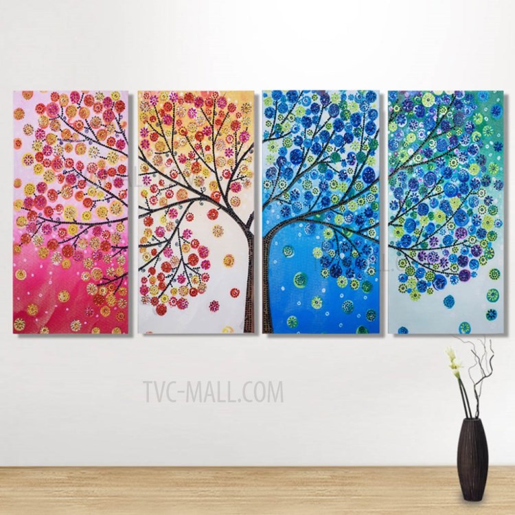 4pcs / Set Murale Sticker Mural Décor Strass Peinture Collé Sticker Mural Décor À La Maison De Peinture, Taille: 102 X 45 Cm-4