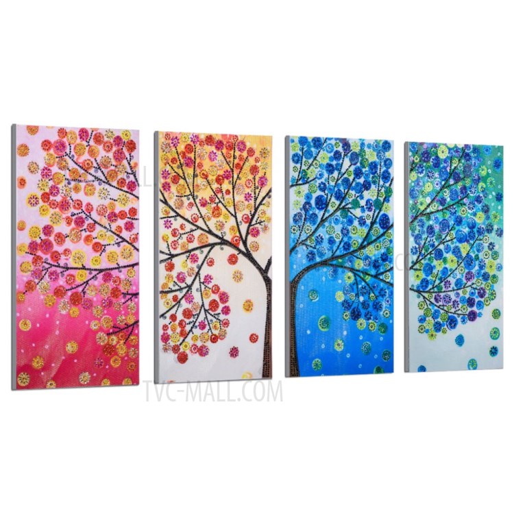 4pcs / Set Murale Sticker Mural Décor Strass Peinture Collé Sticker Mural Décor À La Maison De Peinture, Taille: 102 X 45 Cm-6