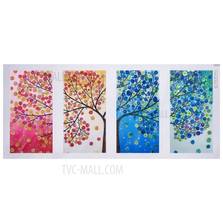 4pcs / Set Murale Sticker Mural Décor Strass Peinture Collé Sticker Mural Décor À La Maison De Peinture, Taille: 102 X 45 Cm-7