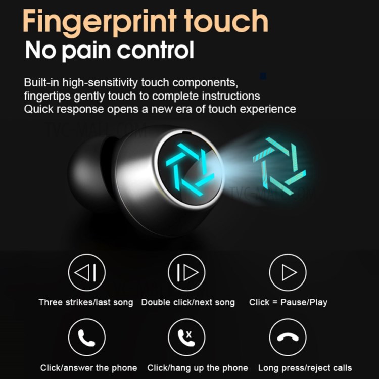 S15 Bluetooth 5.0 Earphones Wireless Earbuds with LED Digital Display Charging Box-16