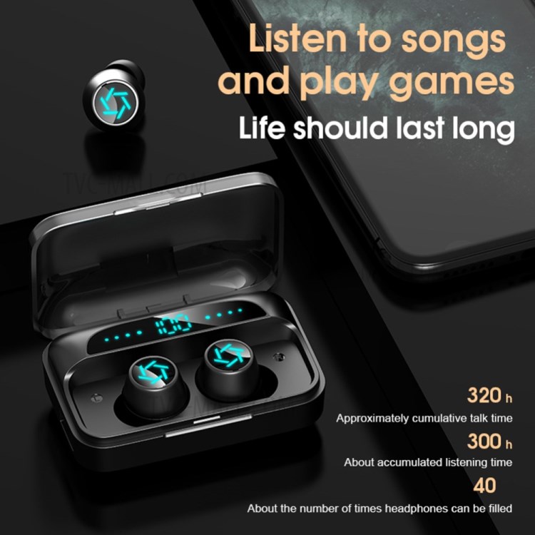 S15 Bluetooth 5.0 Earphones Wireless Earbuds with LED Digital Display Charging Box-3