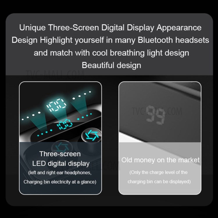 S15 Bluetooth 5.0 Earphones Wireless Earbuds with LED Digital Display Charging Box-4
