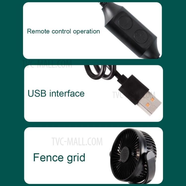 USB Car Cooling Fan Auto Vehicle Clip Fan Powerful Quiet Cooler-4