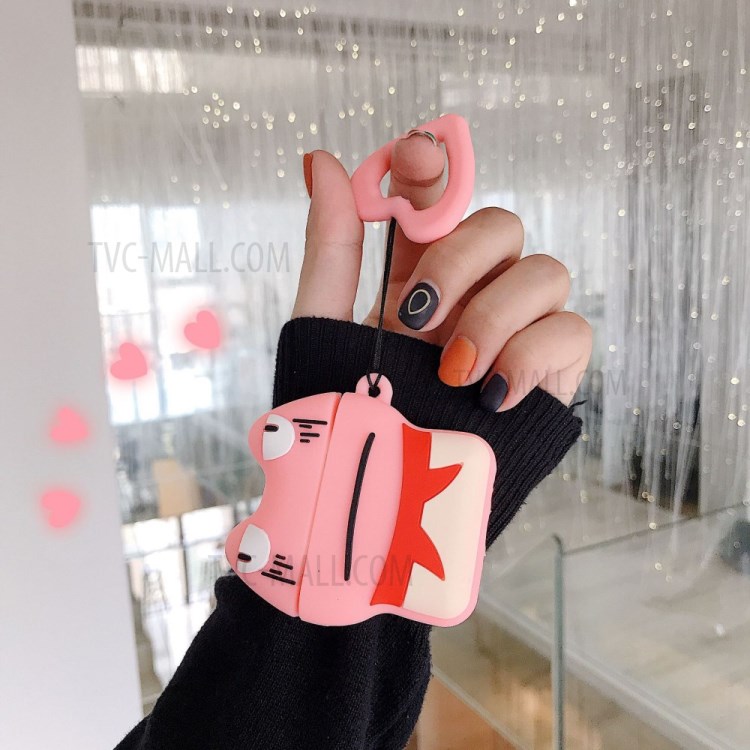 Rana En Forma De Los Auriculares De Silicona Cubierta Protectora Para Airpods Manzana Con El Caso De Carga Inalámbrica (2019) / Airpods Con El Caso (2019) De Carga (2016) - Rosado-2