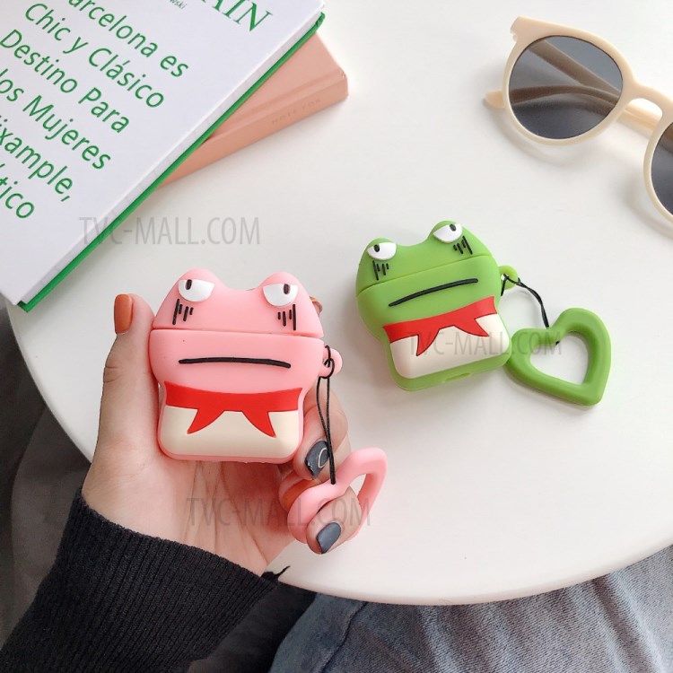 Rana En Forma De Los Auriculares De Silicona Cubierta Protectora Para Airpods Manzana Con El Caso De Carga Inalámbrica (2019) / Airpods Con El Caso (2019) De Carga (2016) - Rosado-3