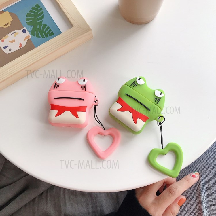 Rana En Forma De Los Auriculares De Silicona Cubierta Protectora Para Airpods Manzana Con El Caso De Carga Inalámbrica (2019) / Airpods Con El Caso (2019) De Carga (2016) - Rosado-4