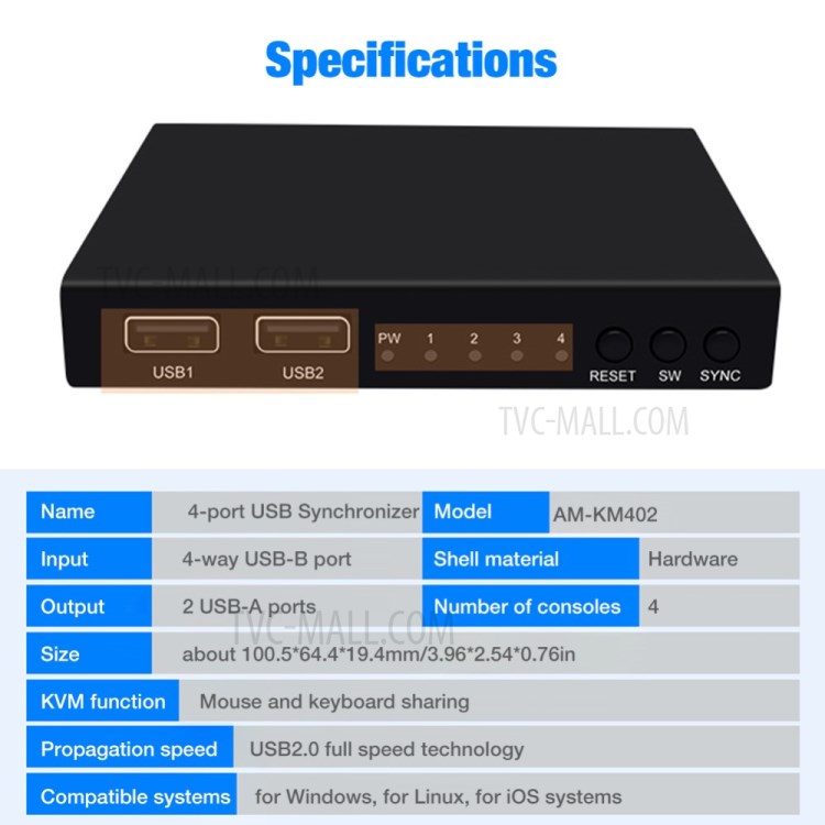 4 - Puerto USB De Conmutación Sincrónica Controlador Sincronizador De Controlador De Juego Del Ratón Del Teclado-5