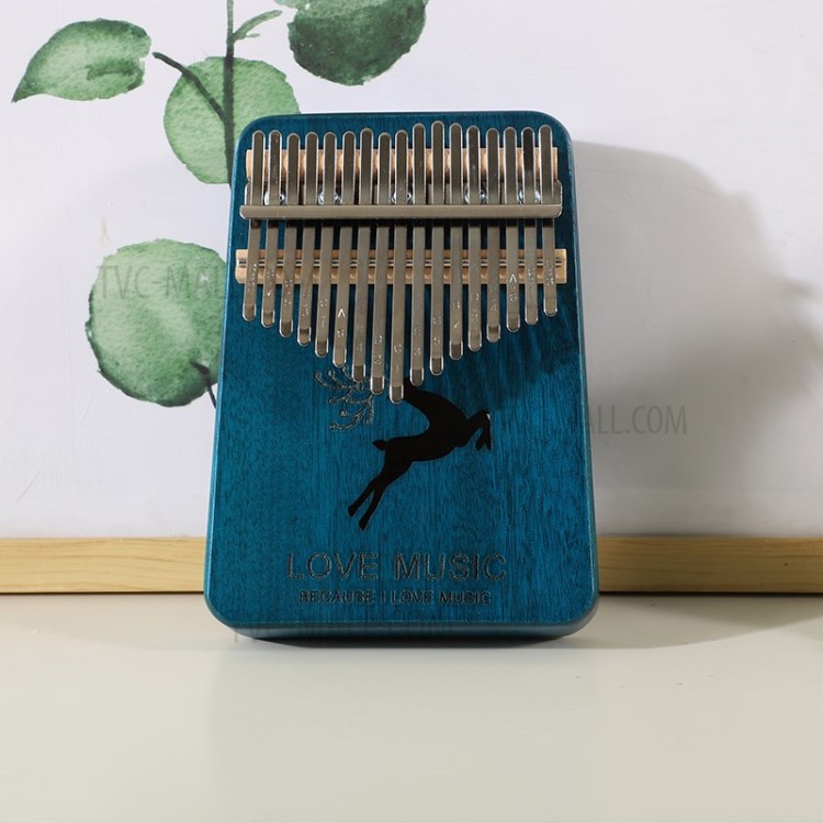 17 Key Kalimba Mahogany Piano Musical Instrument Thumb Piano - Blue/Elk - Blue//Elk
