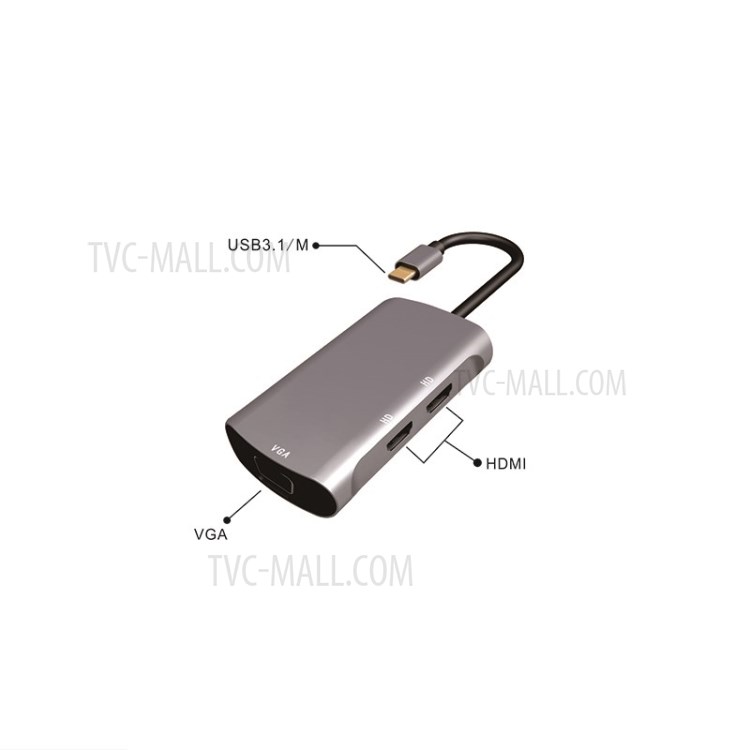 3 Em 1 USB 3.1 Tipo C Para HDMI - Cubo Adaptador VGA 4K HDMI-4
