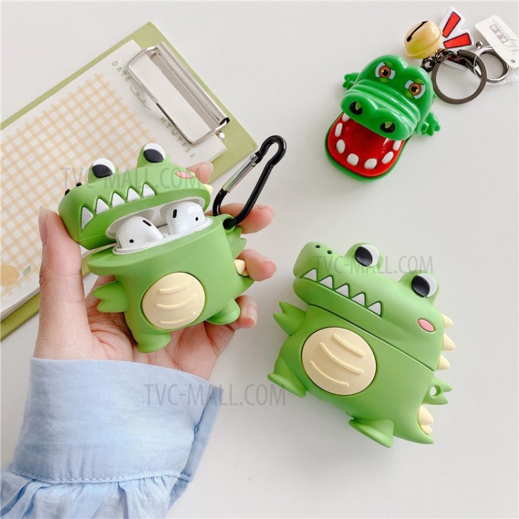 Cartoon Crocodile Shaped Silicone Bluetooth Earphone Case for Apple AirPods with Wireless Charging Case (2019) / AirPods with Charging Case (2019) (2016)-1