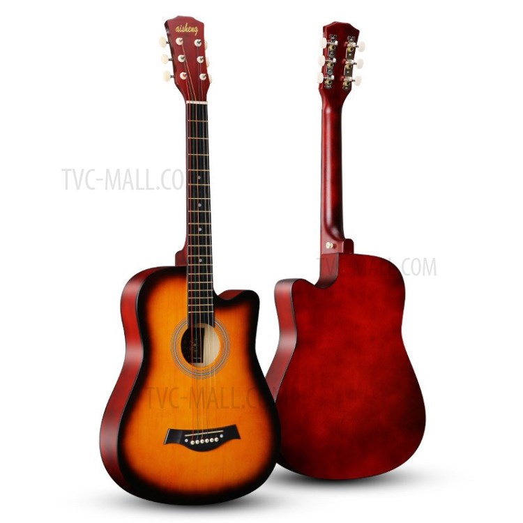 High-Grade 38 inch Folk Guitar Basswood Colorful Strings Musical Instrument with Many Accessories - Sunset-1
