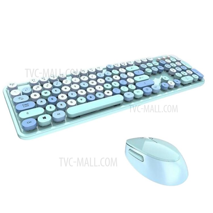 2.4GHz Wireless Keyboard and Mouse Set Sweet Mixed Color - Blue