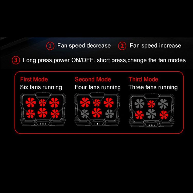 Laptop Stand Holder Gaming Cooler Cooling Pad Silent 6 - LED Fans Adjustable Airflow Computer Notebook Radiator-10