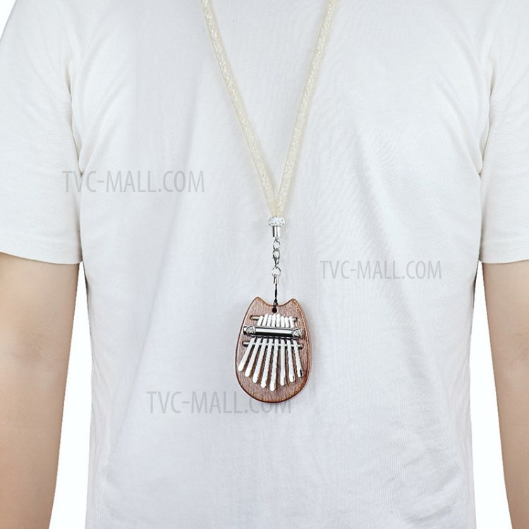 8 Keys Mini Kalimba Thumb Piano Mbira Solid Wood Gift Toy with Lanyard-4