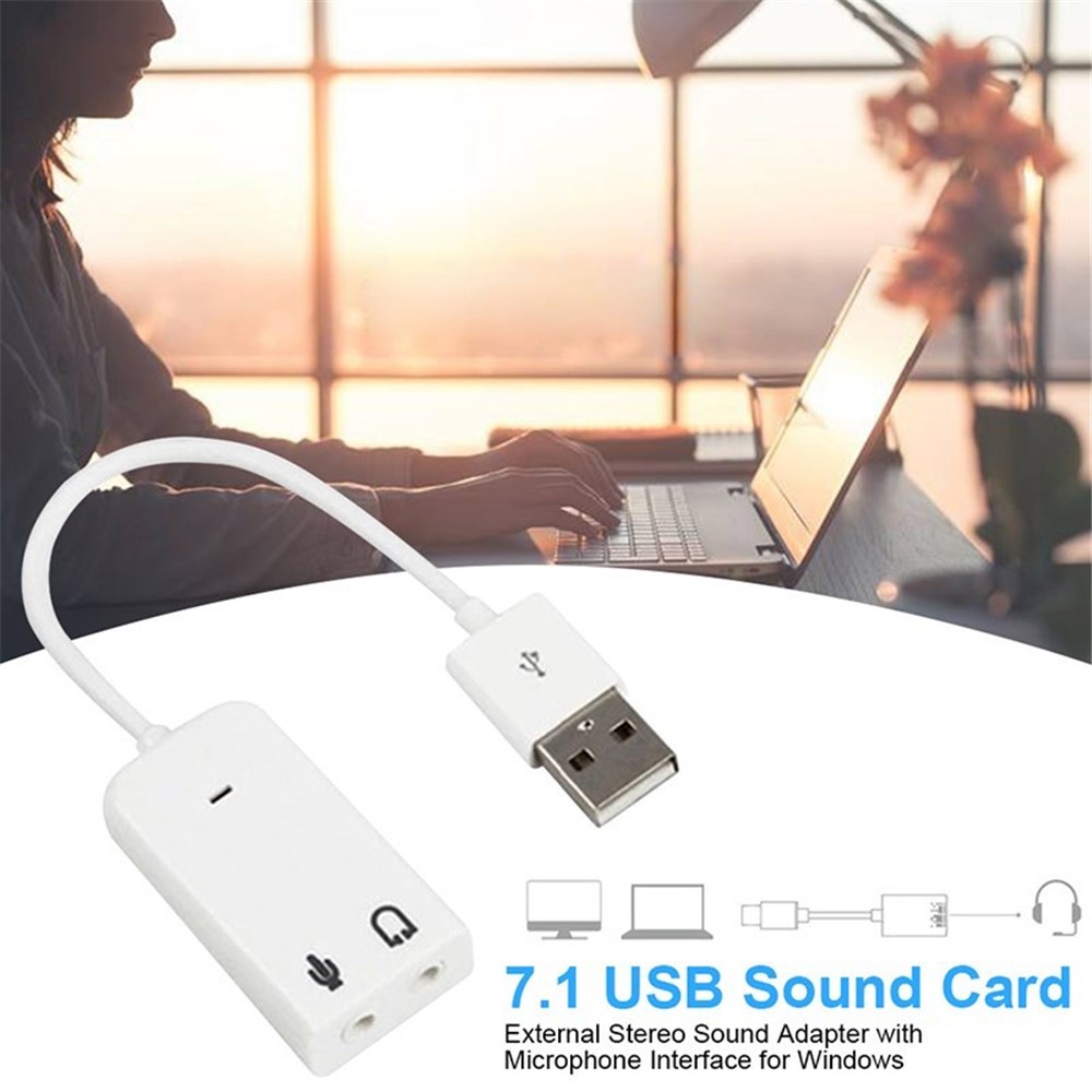 7.1 Tarjeta de Sonido USB Adaptador de Sonido Estéreo Externo Con Micrófono