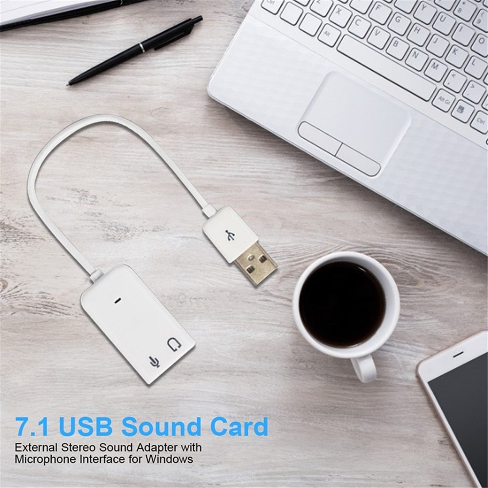 7.1 Tarjeta de Sonido USB Adaptador de Sonido Estéreo Externo Con Micrófono