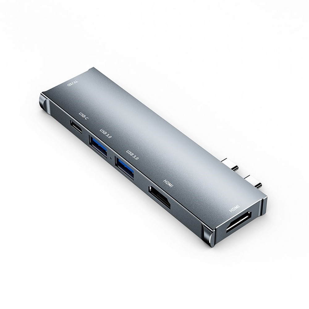 7 in 1 Dual Type - C to Dual HDMI USB HUB PD Charging SD TF Card Reader