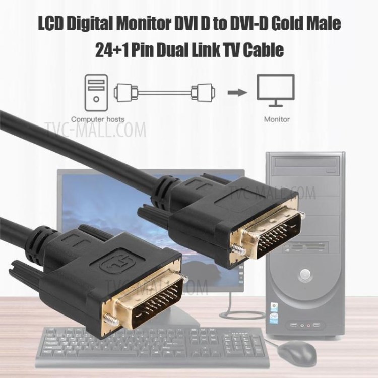 1.8m HD DVI-D to DVI - D 24+1 Male to Male Video Cable Video Converter Adapter-1