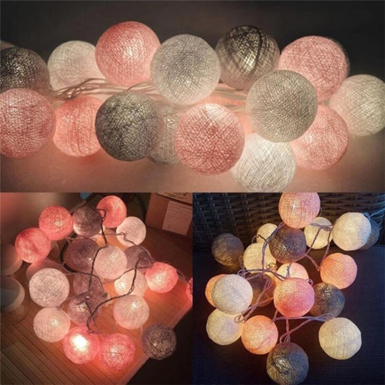 3 Meters 20-LED String Light Cotton Ball Fairy Garland Holiday Christmas Outdoor Decoration - Cyan//Battery Powered (Without)-10