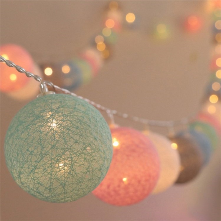 3 Meters 20-LED String Light Cotton Ball Fairy Garland Holiday Christmas Outdoor Decoration - Cyan//Battery Powered (Without)-8