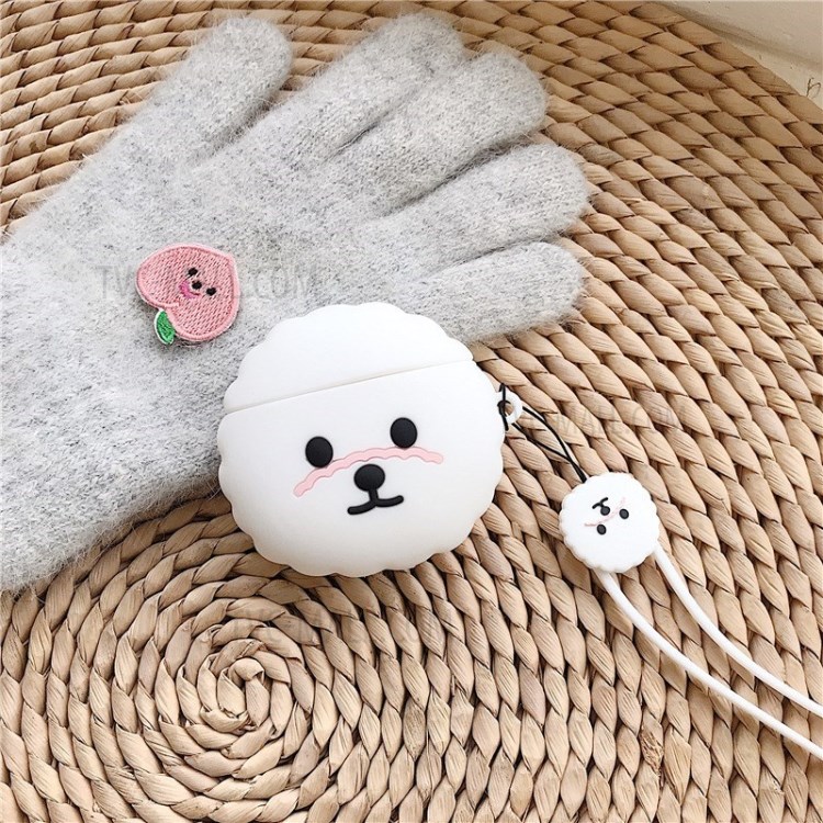 For Airpods 1/2 Pro Silicone Case Cover Teddy Dog Bluetooth Wireless Earphones Protector - White/for Airpods 1/2-1
