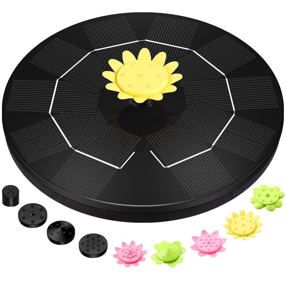 Solar Fountain Pump 3W Bird Bath Fountain Pump - Black-1