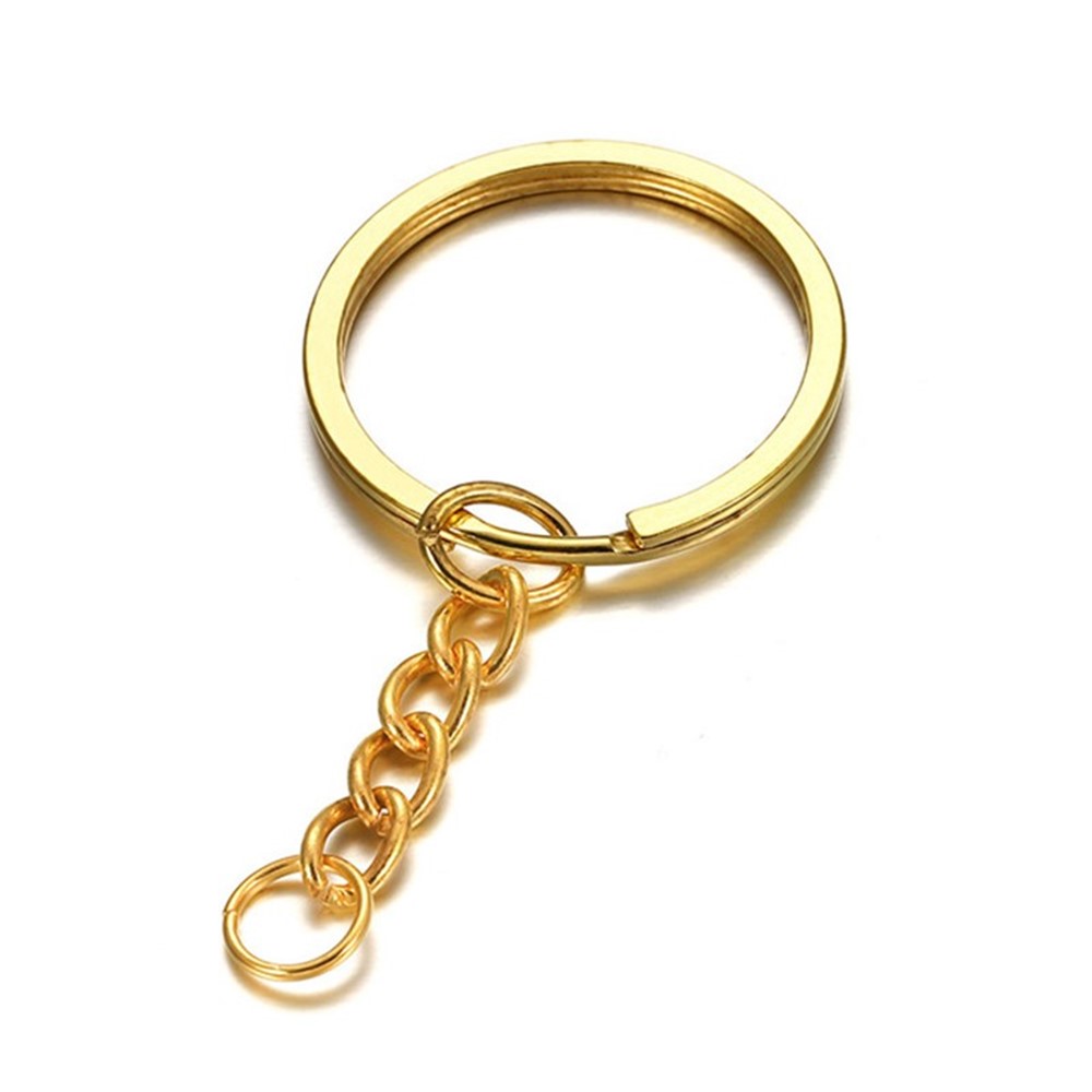 Wholesale 20Pcs Key Chain Ring Kit 2530mm Long Round Keyrings Gold