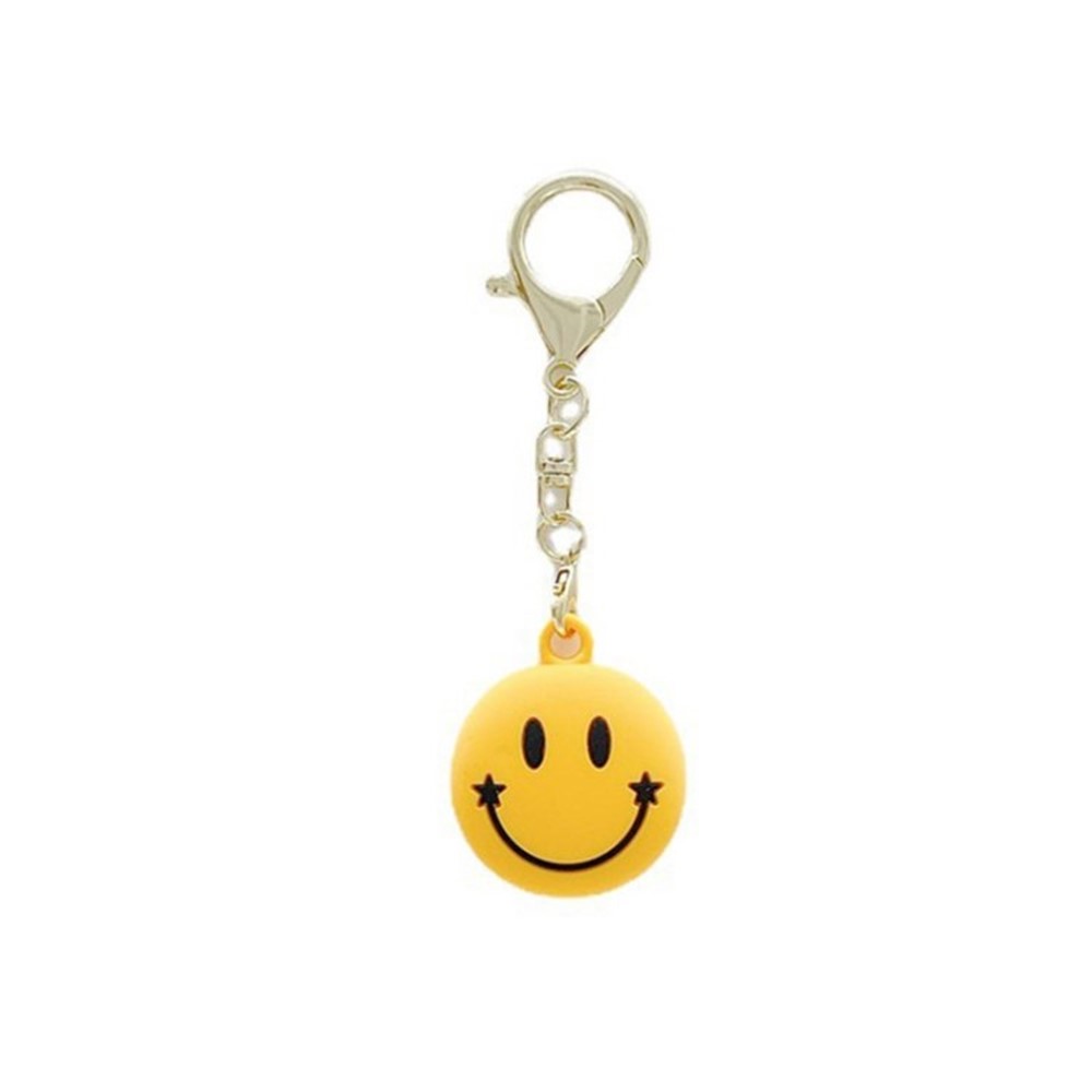 Smiling Emoji Soft TPU Case with Keychain for Apple AirTag Protector Cover - Yellow-1