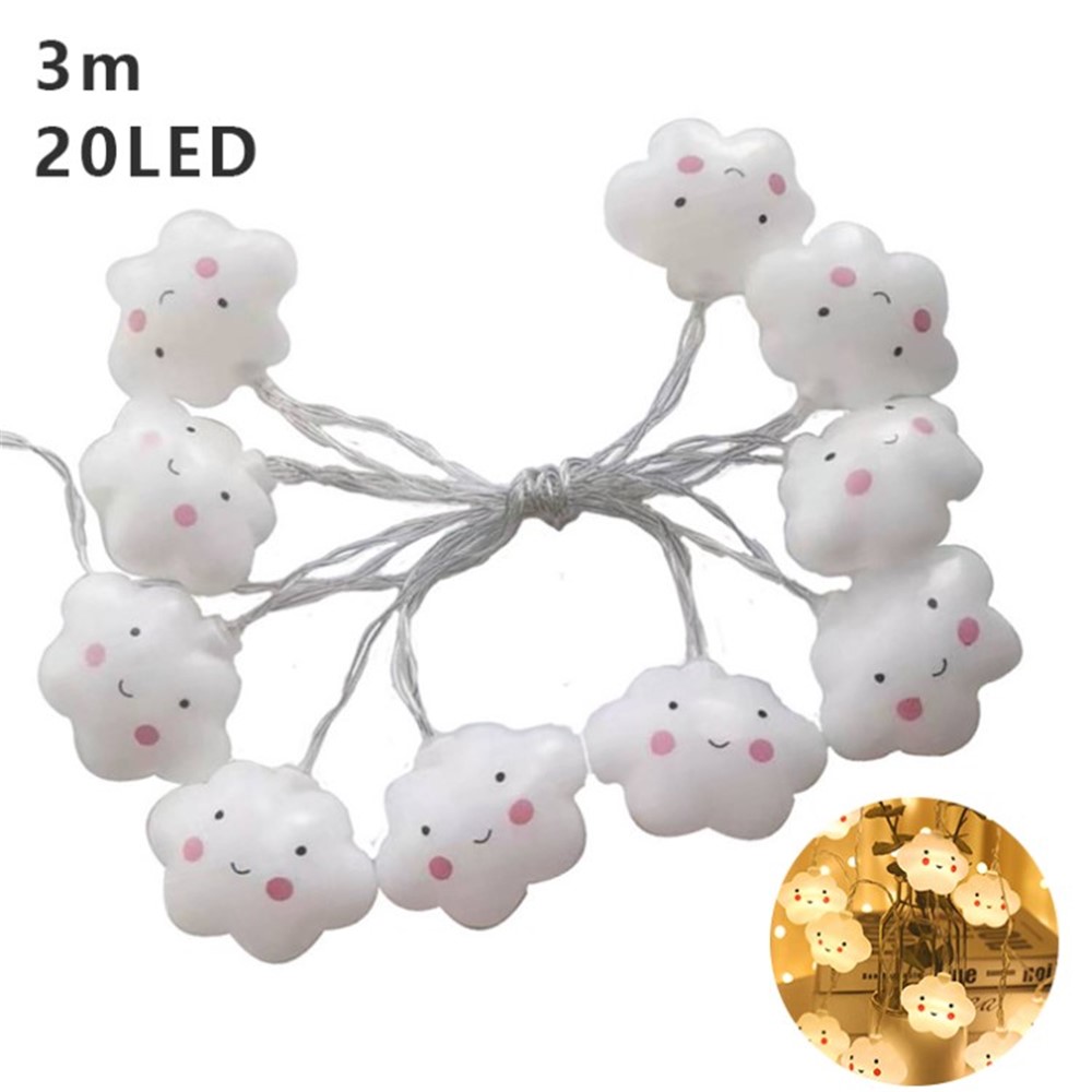 Indoor String Light for Kids Bedroom Christmas Tree Fairy Light Lamp New Year Garden Decoration - Smile Cloud/3m 20 Lights/Flashing-1