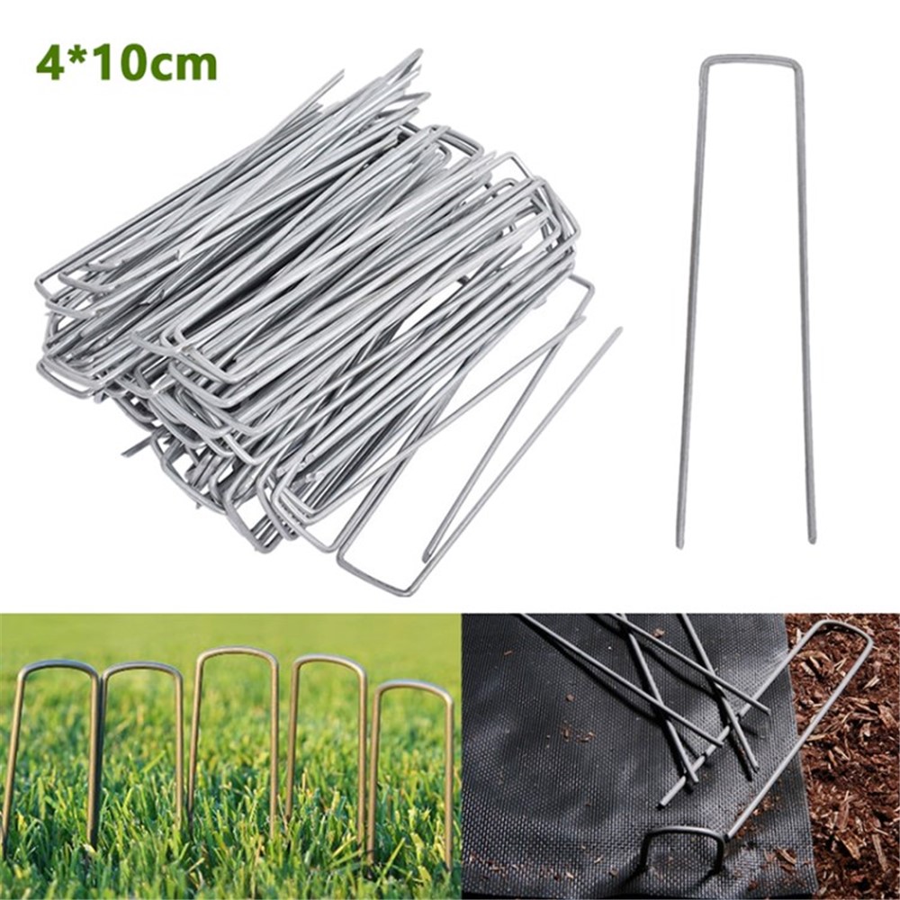 100Pcs/4x10cm Landscape Sod Staples Sturdy Garden Stakes Weed Barrier
