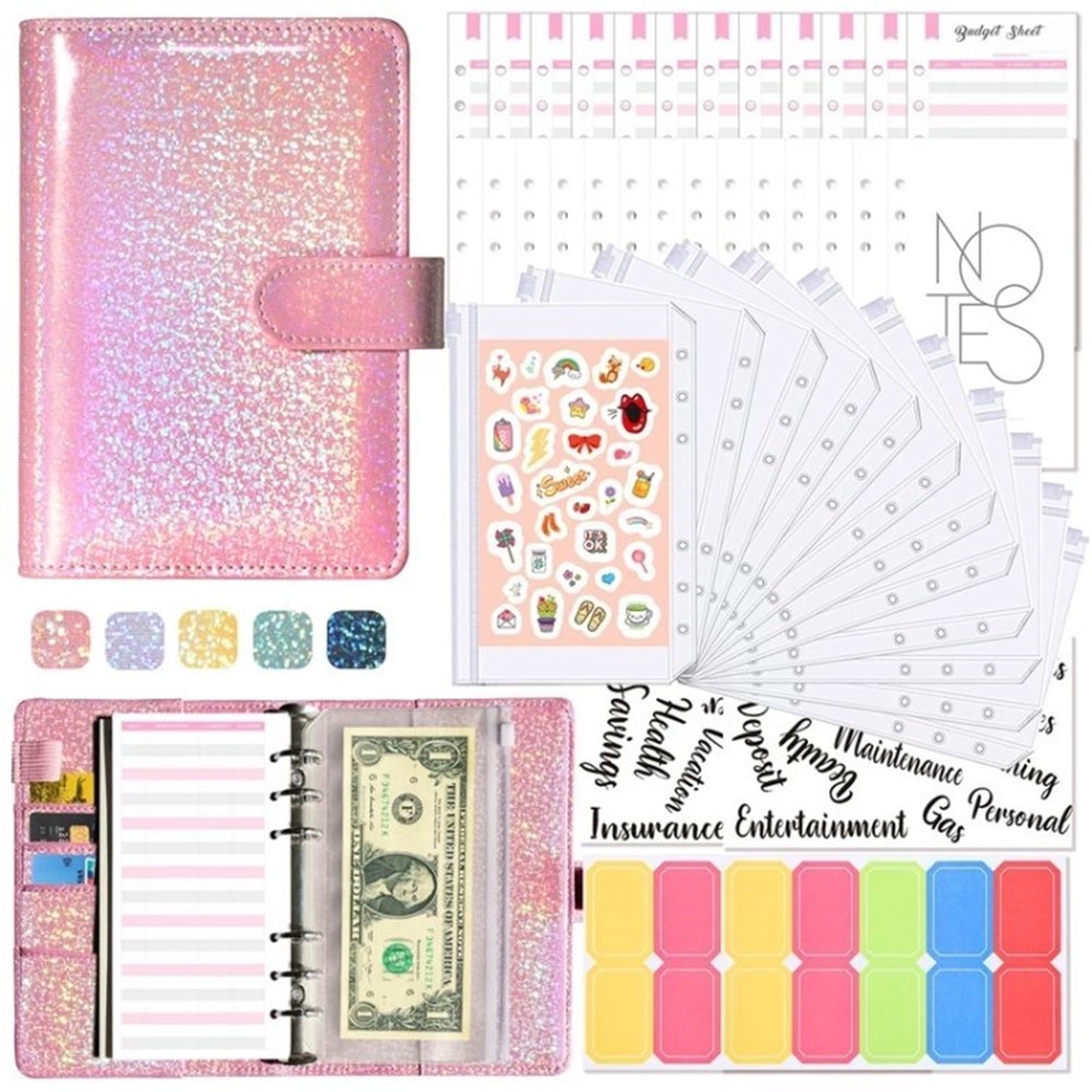A6 Binder Cover with Zipper Pocker PU Leather Notebook Binder Cash