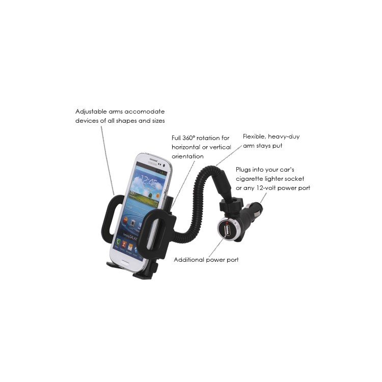 Universal Smartphone Car Mount with USB Car Charger for iPhone BlackBerry HTC Samsung Nokia Motorola etc-2