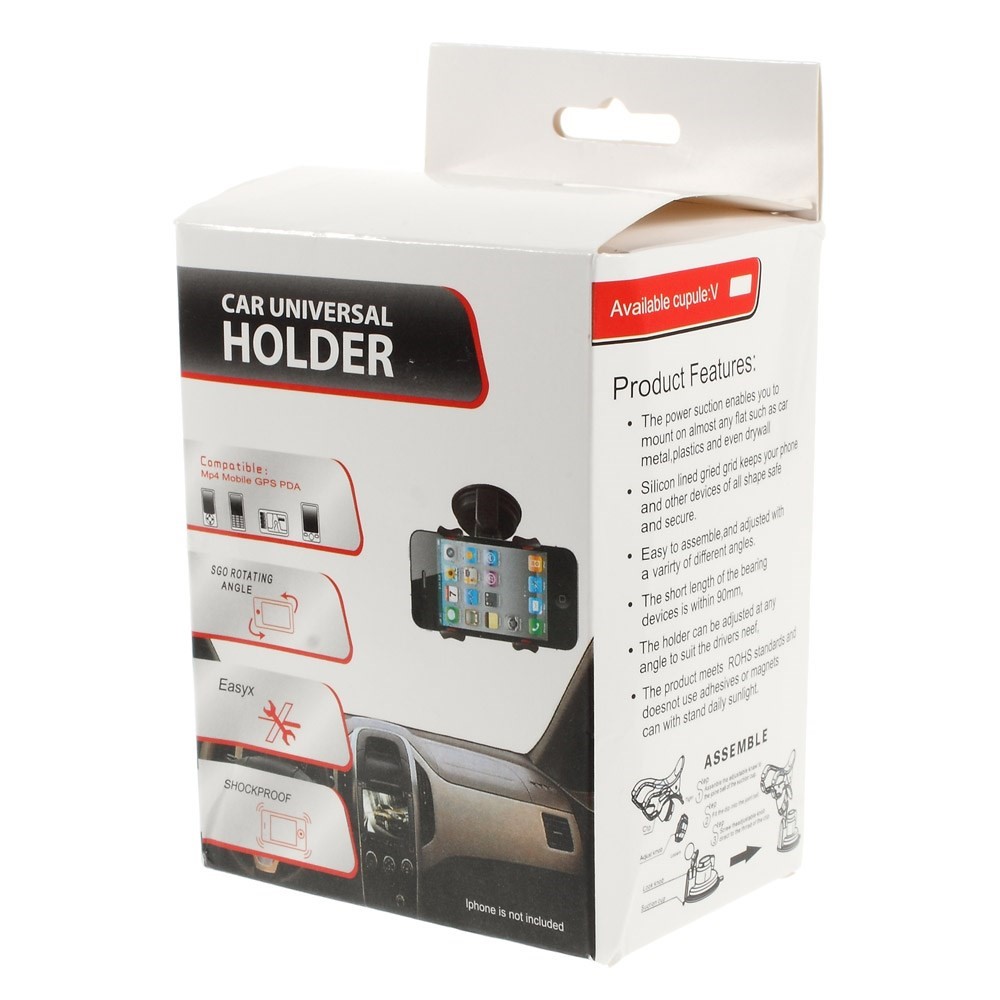 Universal 360 Degree Swivel Car Mount Holder for 6 inch Smartphones, Width: 9.3cm-13