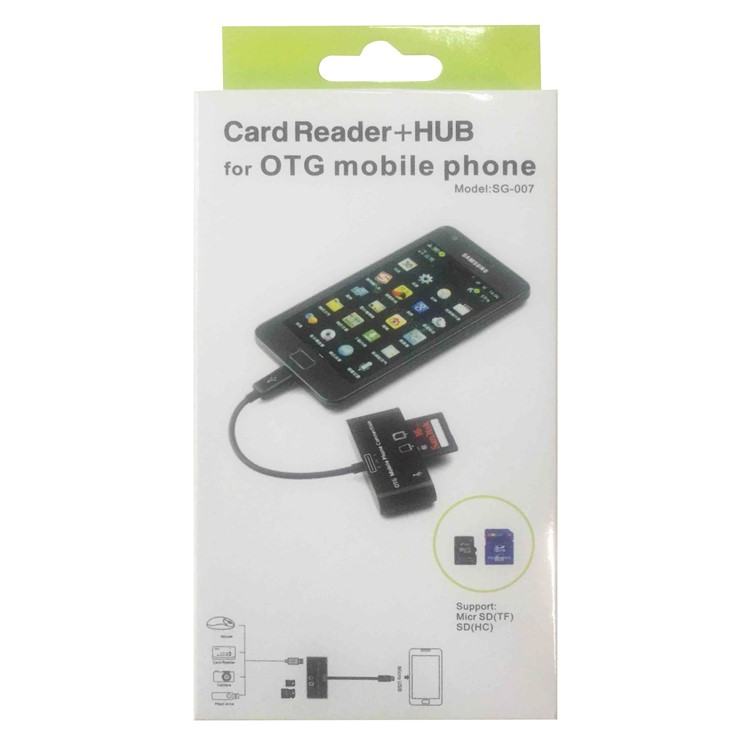 Card Reader + USB Hub for OTG Mobile Phone Samsung i9500 i9300 i9100 i9220 N7000 Sony Xperia U P S Nokia 808 Motorola Xoom etc-3