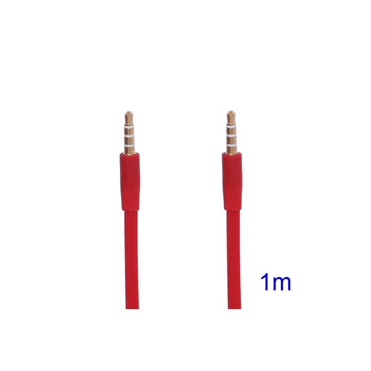 Noodle-shaped 3.5mm Male to 3.5mm Male Stereo Aux Audio Cable, Length: 1M - Red-1