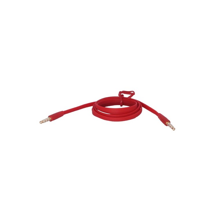 Noodle-shaped 3.5mm Male to 3.5mm Male Stereo Aux Audio Cable, Length: 1M - Red-2