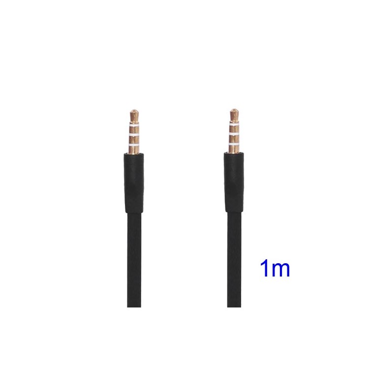 Noodle-shaped 3.5mm Male to 3.5mm Male Stereo Aux Audio Cable, Length: 1M - Black-1