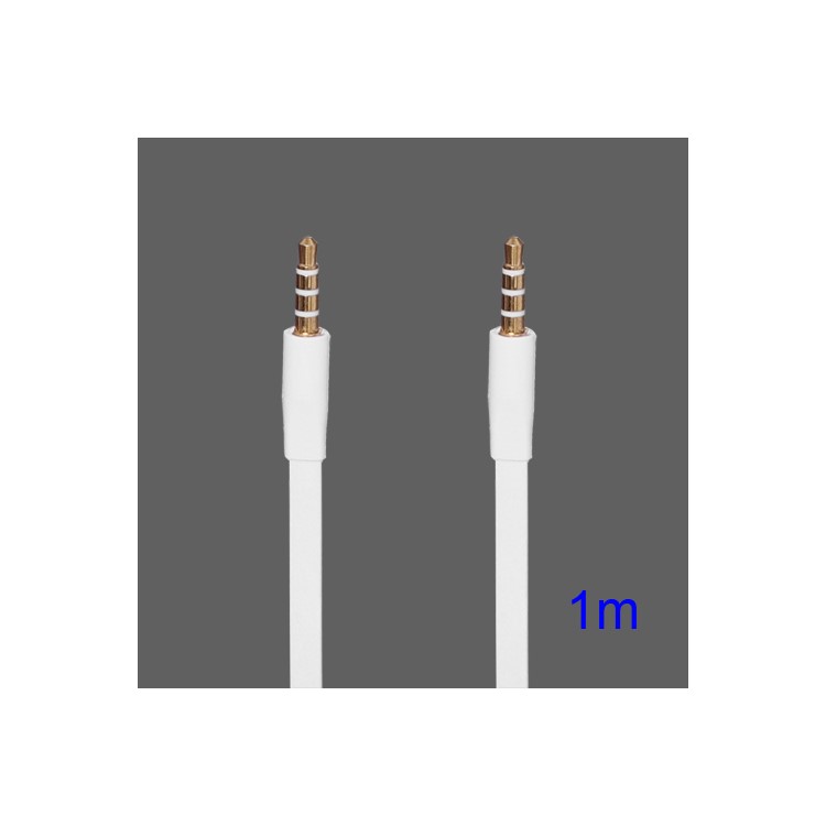 Noodle-shaped 3.5mm Male to 3.5mm Male Stereo Aux Audio Cable, Length: 1M - White-1