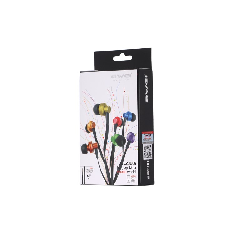 Awei Deep Bass In-ear Headphones with Mic for iPhone 4S 4 3GS ES900i - Black-4