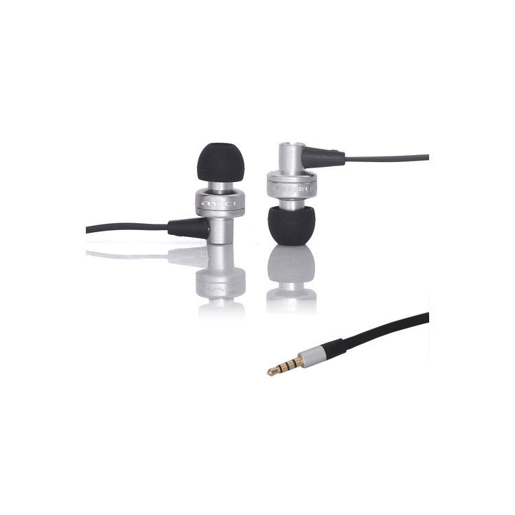 Awei Deep Bass In-ear Headphones with Mic for iPhone 4S 4 3GS ES900i - Black / Silver-1