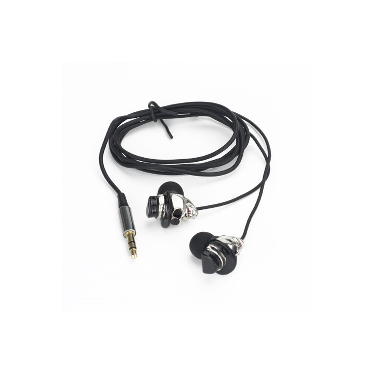 Metallic Skeleton Skull with Hat In-ear Stereo Earphones for iPod iPad MP3 CD etc - Silver / Black-2