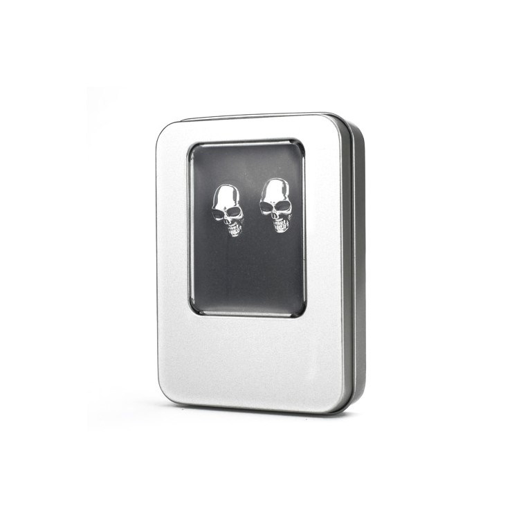 Cool Metal Electroplated Skull In-ear Headphones Earbuds for iPod iPad MP3 CD etc - Silver-3