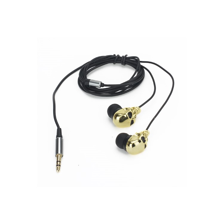 Cool Metal Chrome Skull 3.5mm In-ear Headphones Earphones for iPod iPad MP3 CD etc - Gold-2
