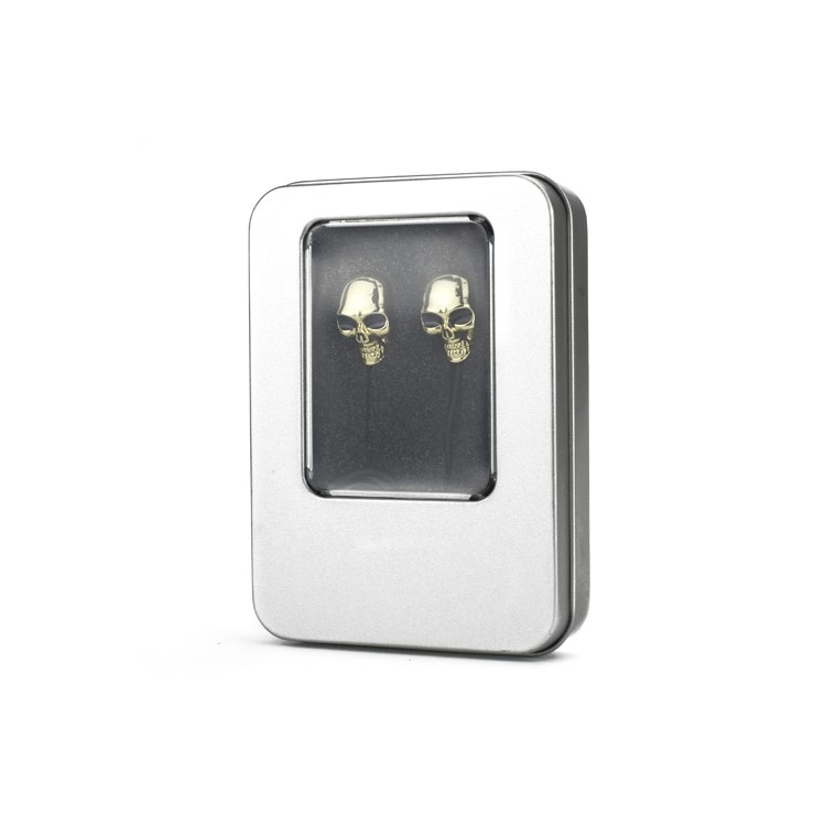 Cool Metal Chrome Skull 3.5mm In-ear Headphones Earphones for iPod iPad MP3 CD etc - Gold-3