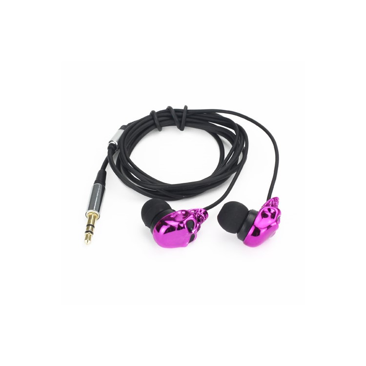 Plated Metal Skull 3.5mm Stereo In-ear Headphones for iPod iPad MP3 CD etc - Purple-2