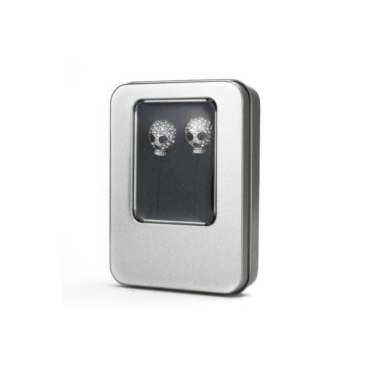Metal Skull Swarovski Crystal In-Ear Headphone for iPod iPad MP3 CD etc - Silver-3