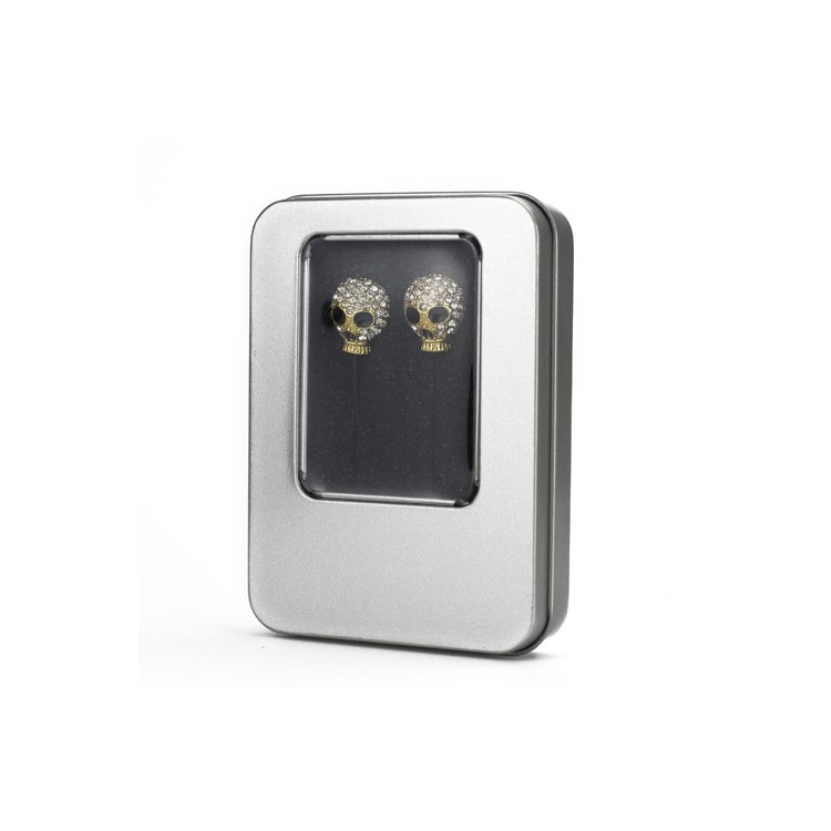 Metal Sparkling Rhinestone Skull In-Ear Headphones for iPod iPad MP3 CD etc - Gold-3