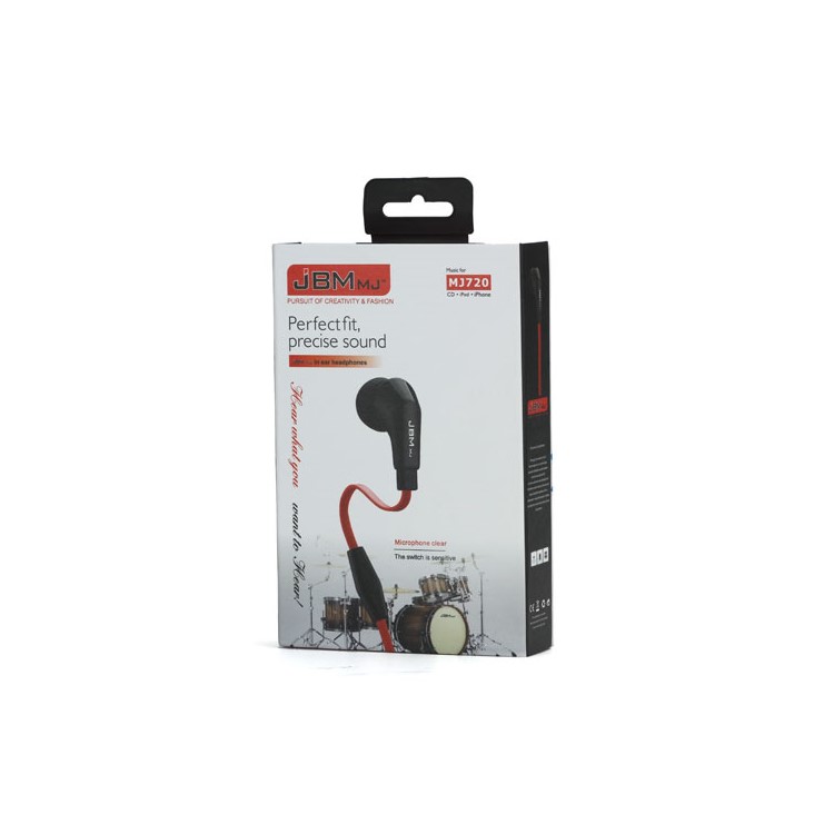 JBM MJ720 3.5mm In-Ear Noodle Handfree Earphone Headset w/Remote Mic for iPhone 5 4S iPod Touch 5 Samsung LG HTC-3