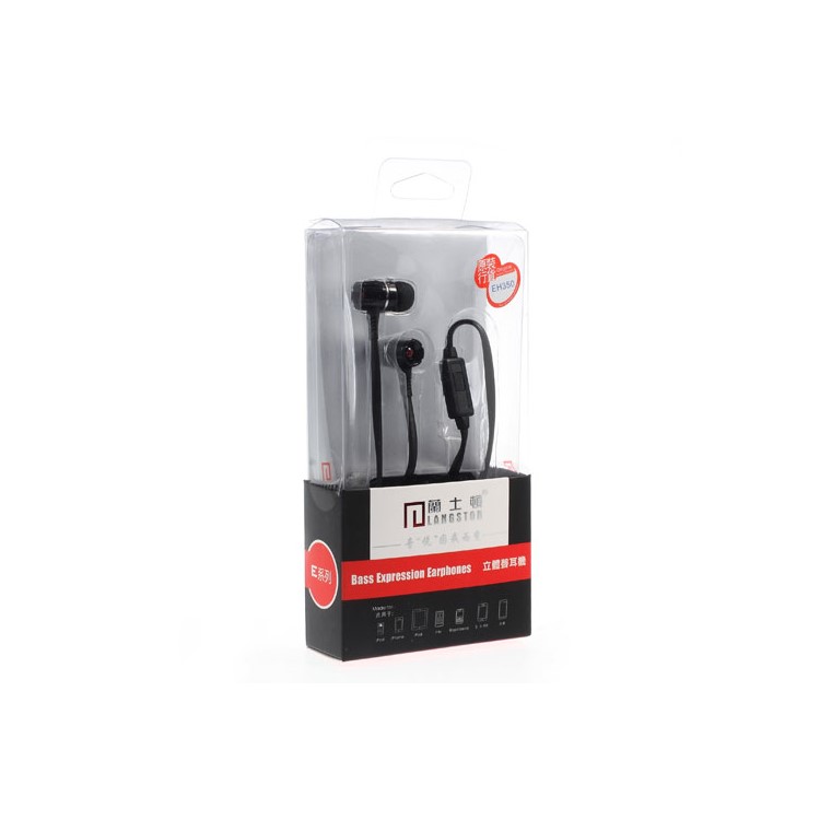 Langston EH350 Noodle Shape 3.5mm In-ear Stereo Earphone with Mic for iPhone - Black-7
