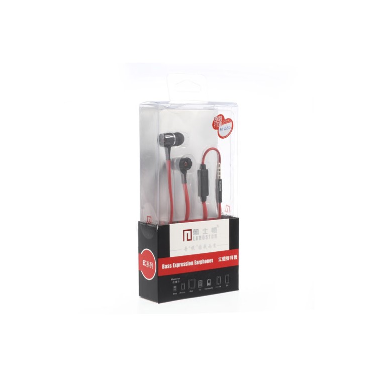 Langston EH350 Noodle Shape 3.5mm In-ear Stereo Headset Earphone with Mic for iPhone - Red-7